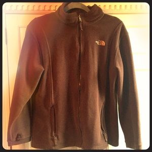 Chocolate brown NorthFace fleece zip-up jacket